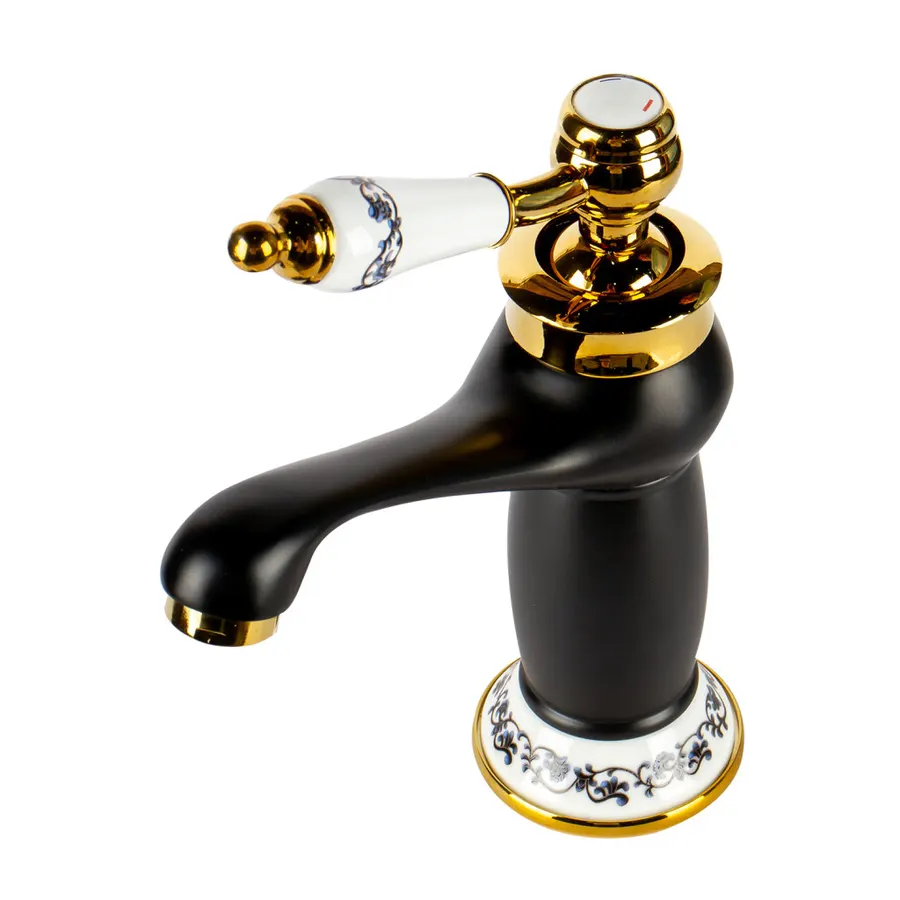 Izmir | baterie retro pentru lavoar Black & Gold