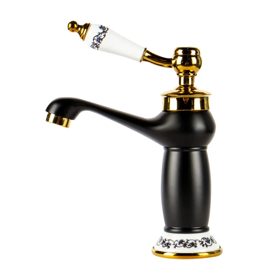 Izmir | baterie retro pentru lavoar Black & Gold