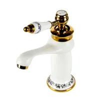 Izmir | baterie retro pentru lavoar White & Gold