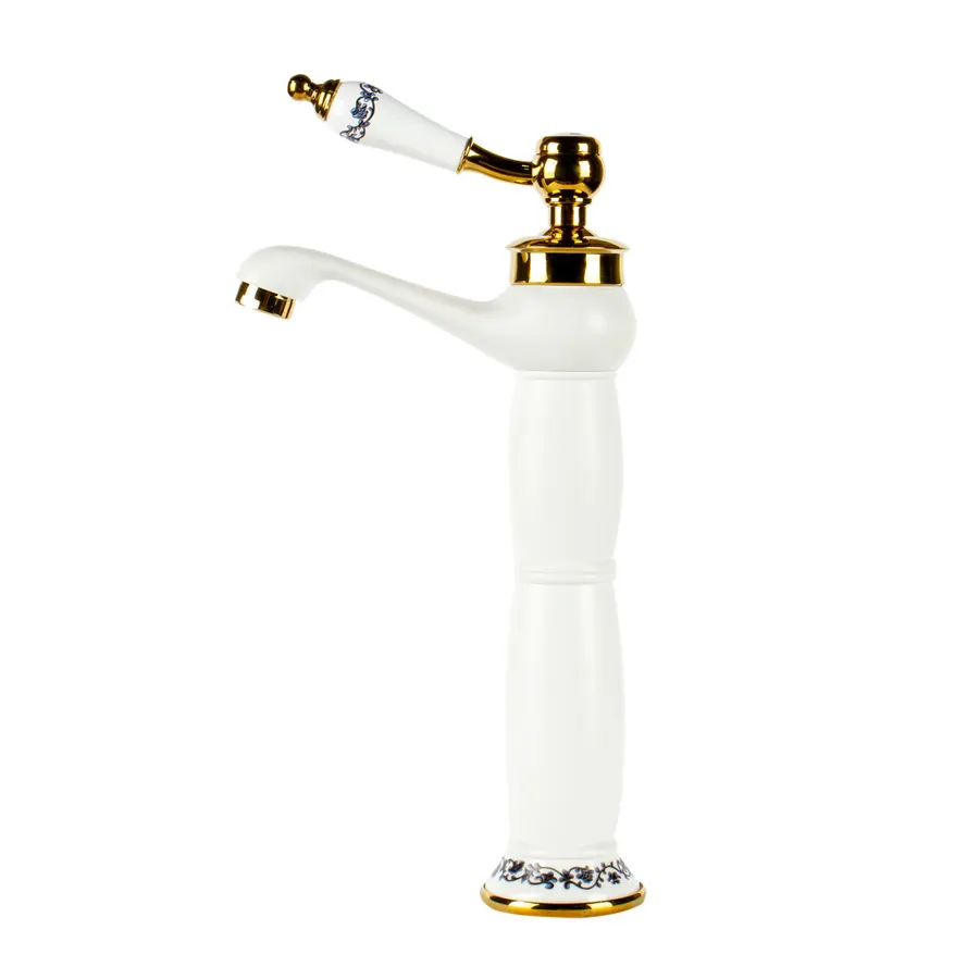 Izmir | baterie înaltă retro pentru lavoar White & Gold