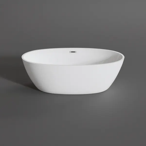 OVAL | cadă de baie freestanding, albă, 155x80x58 cm