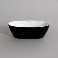 OVAL | cadă de baie freestanding, negru-alb, 155x80x58 cm