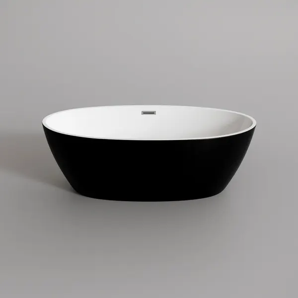 OVAL | cadă de baie freestanding, negru-alb, 155x80x58 cm