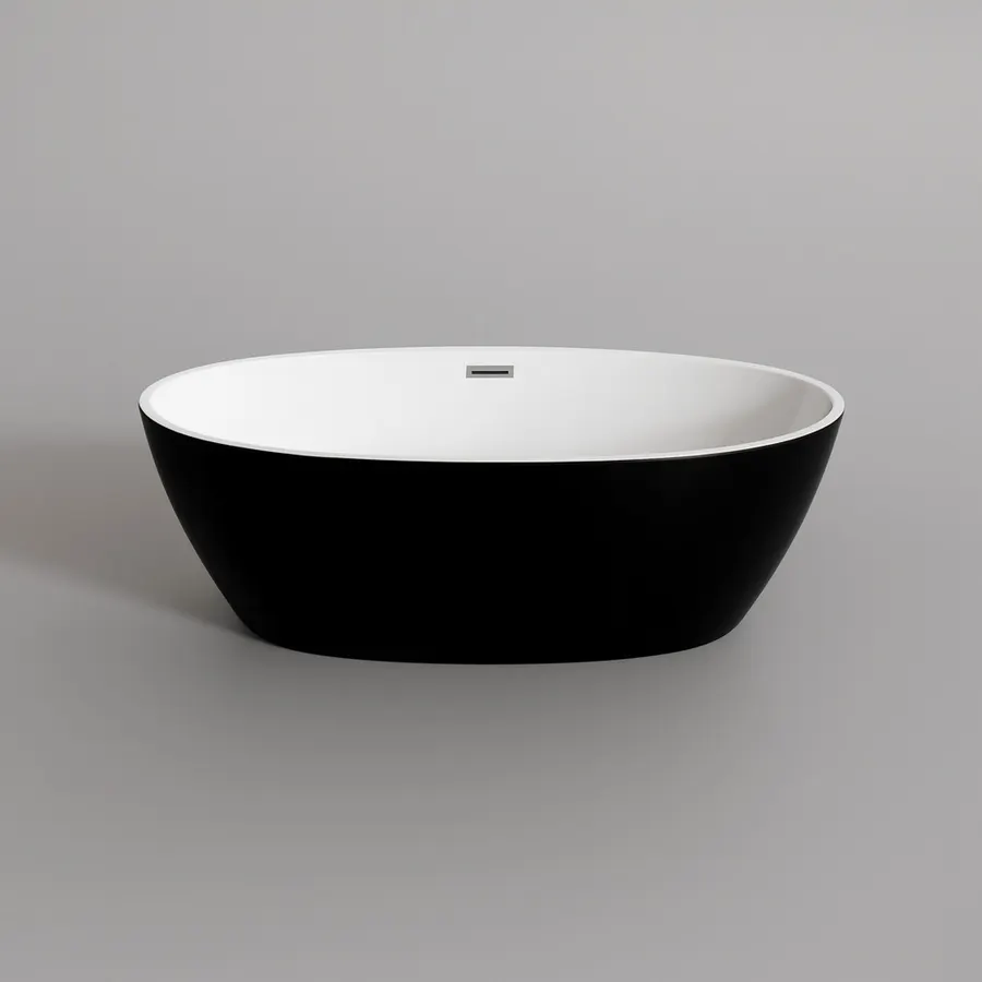 OVAL | cadă de baie freestanding, negru-alb, 155x80x58 cm
