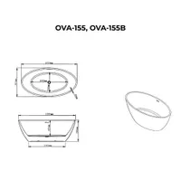 OVAL | cadă de baie freestanding, negru-alb, 155x80x58 cm