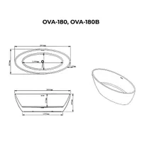 OVAL | cadă de baie freestanding, albă, 180x80x58 cm