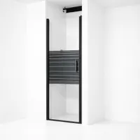 Madeira | ușă de duș batantă Black Pattern 80, 190cm, 6mm, NANO