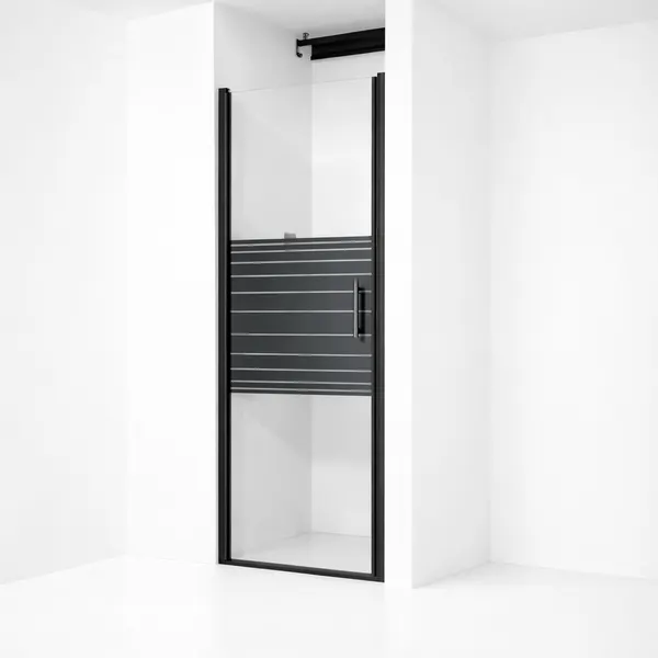 Madeira | ușă de duș batantă Black Pattern 80, 190cm, 6mm, NANO