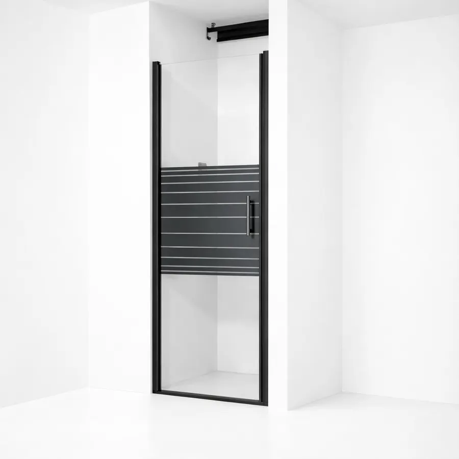 Madeira | ușă de duș batantă Black Pattern 80, 190cm, 6mm, NANO