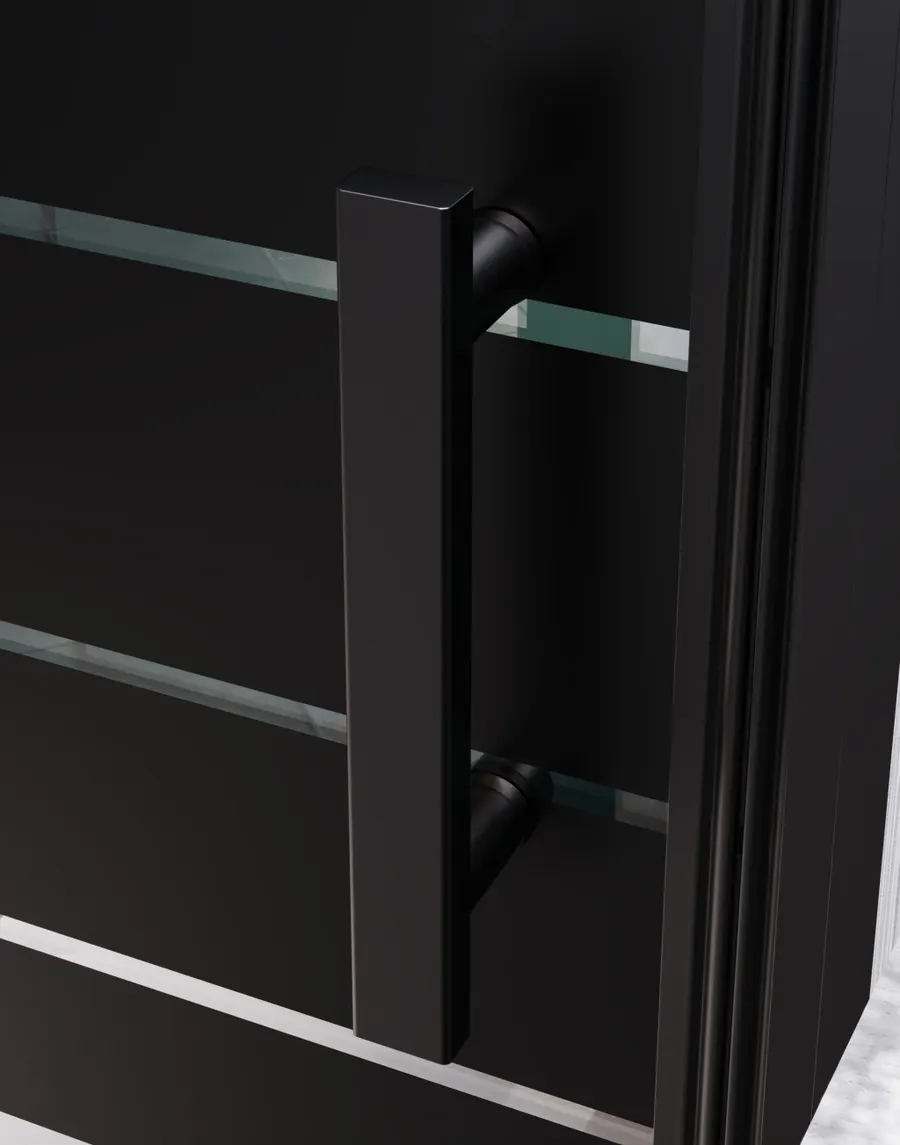 Madeira | ușă de duș batantă Black Pattern 80, 190cm, 6mm, NANO