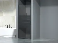 Madeira | ușă de duș batantă Black Pattern 90, 190cm, 6mm, NANO