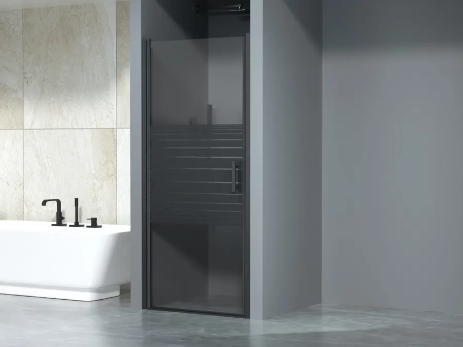 Madeira | ușă de duș batantă Black Pattern 90, 190cm, 6mm, NANO