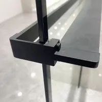 Rochelle | raft de duș și suport prosoape Black pentru perete de duș, 140 cm