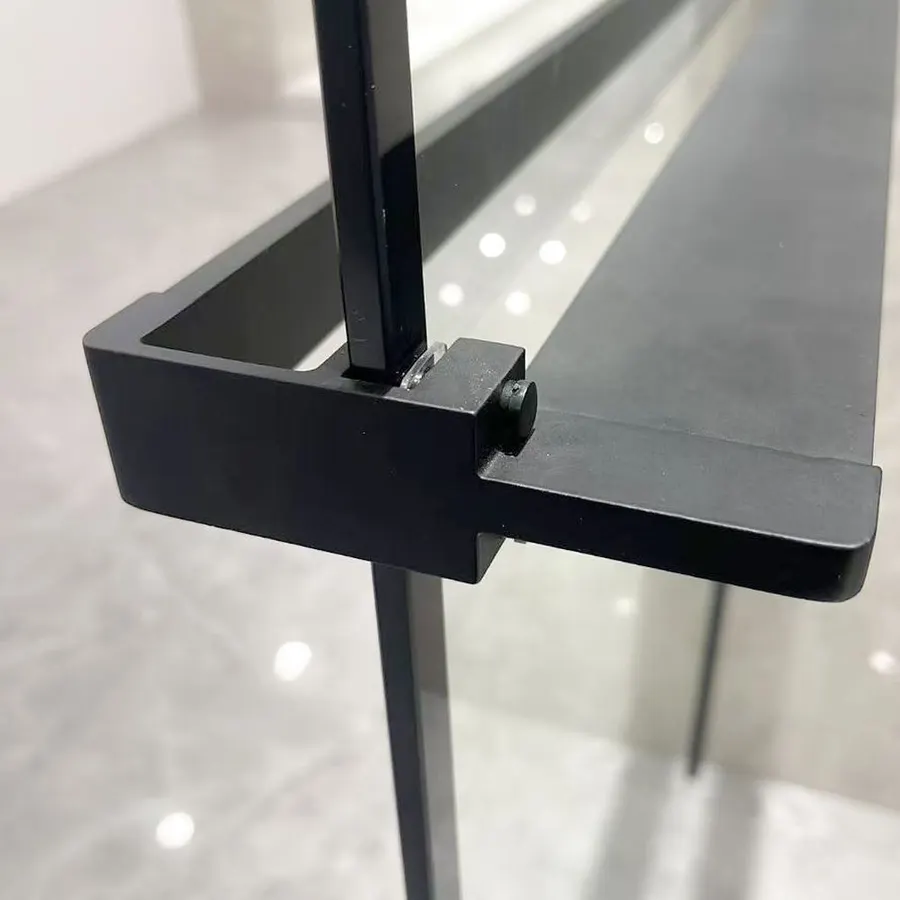Rochelle | raft de duș și suport prosoape Black pentru perete de duș, 140 cm