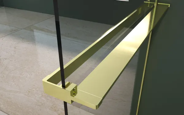 Rochelle | raft de duș și suport prosoape Gold pentru perete de duș, 140 cm