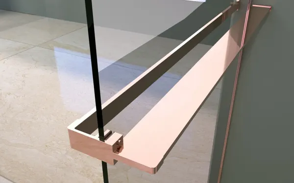 Rochelle | raft de duș și suport prosoape Rose Gold pentru perete de duș, 140 cm