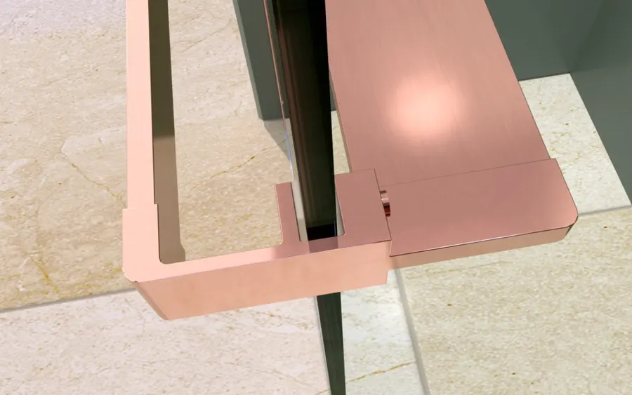 Rochelle | raft de duș și suport prosoape Rose Gold pentru perete de duș, 140 cm