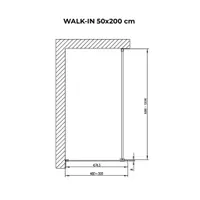 Walk-in | perete de duș Black, cu sticlă mată, satinată 50, 200cm, 8mm, NANO