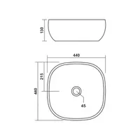 BERGAMO-M SLIM | Lavoar pe blat, ceramică, alb, model marmură, cu colțuri rotunjite