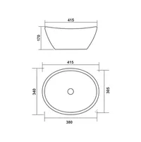 ASTI-M | Lavoar adânc pe blat, ceramică, alb, model marmură, rotund