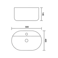MONTERO-M 50 | Lavoar pe blat, ceramică, alb, model marmură, cu colțuri rotunjite