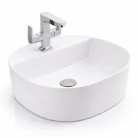 BERGAMO | Lavoar pe blat, ceramică, alb, cu colțuri rotunjite