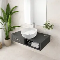 BERGAMO SLIM | Lavoar pe blat, ceramică, alb, rotunjit