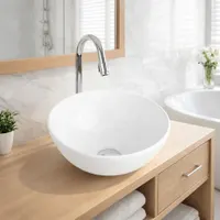 PARMA | Lavoar pe blat, ceramică, alb, rotund