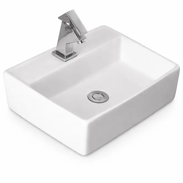 LINZ | Lavoar pe blat, ceramică, alb, dreptunghiular