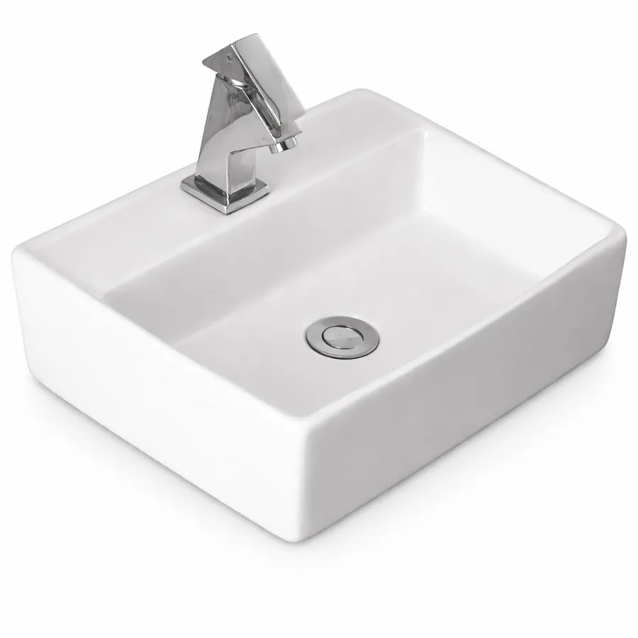 LINZ | Lavoar pe blat, ceramică, alb, dreptunghiular
