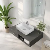 LINZ | Lavoar pe blat, ceramică, alb, dreptunghiular