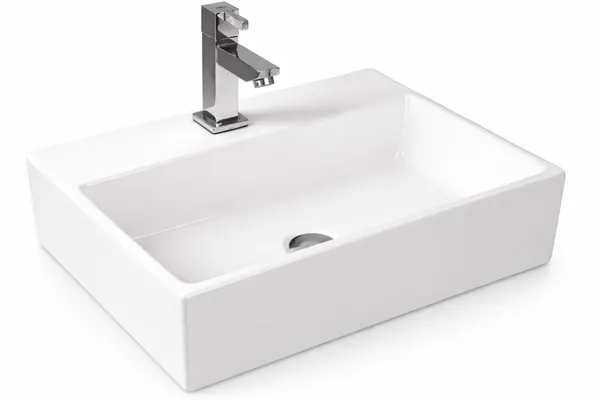 LEER | Lavoar pe blat, ceramică, alb, dreptunghiular