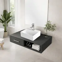 LAGE | Lavoar pe blat, ceramică, alb, dreptunghiular