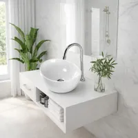 ASTI | Lavoar adânc pe blat, ceramică, alb, rotund