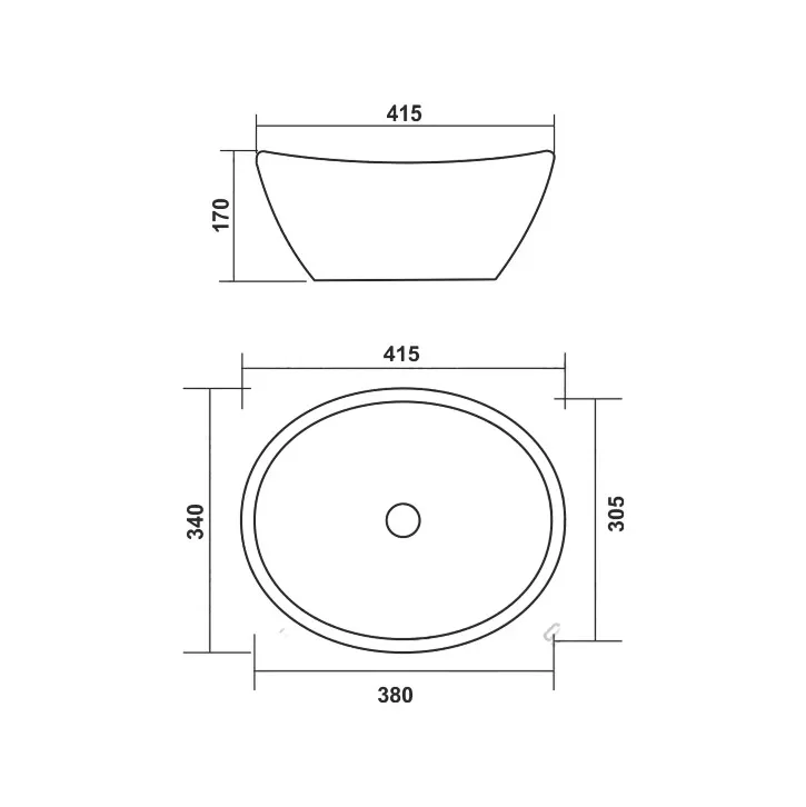 ASTI | Lavoar adânc pe blat, ceramică, alb, rotund