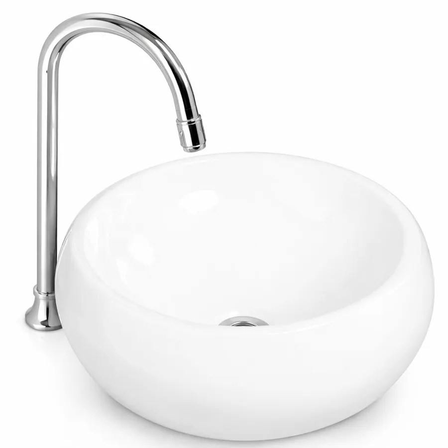 BARI | Lavoar pe blat, ceramică, alb, rotund