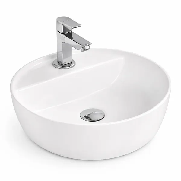 MONTERO 40 | Lavoar pe blat, ceramică, alb, cu colțuri rotunjite