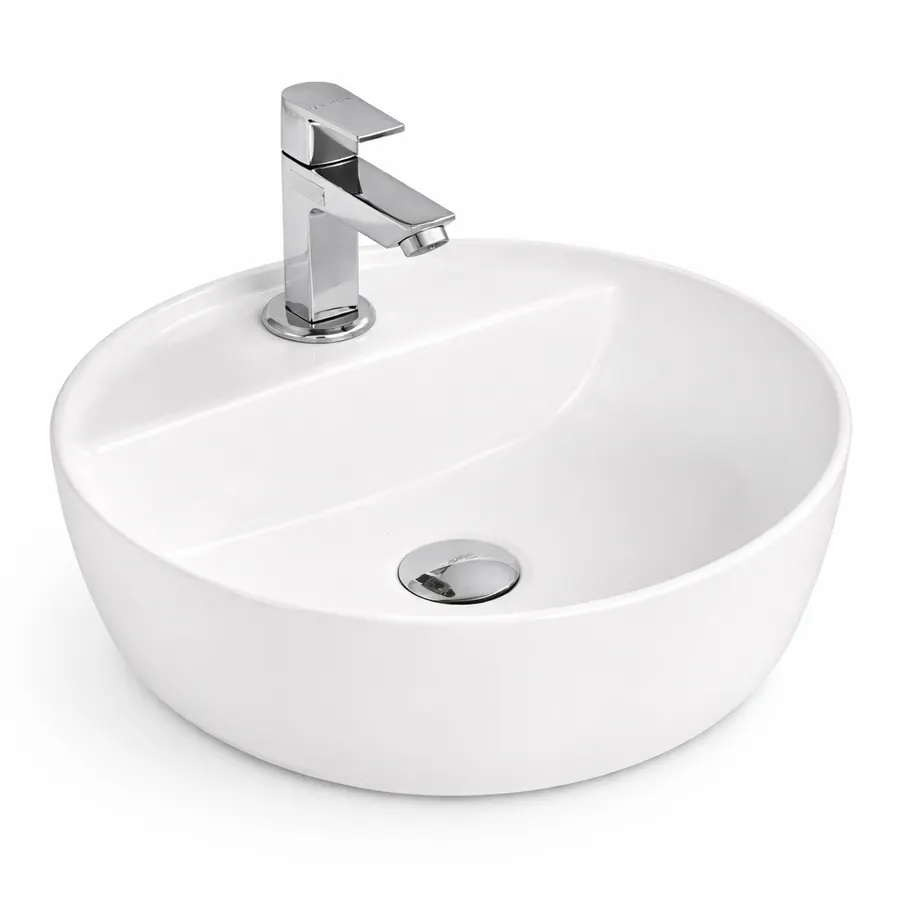 MONTERO 40 | Lavoar pe blat, ceramică, alb, cu colțuri rotunjite