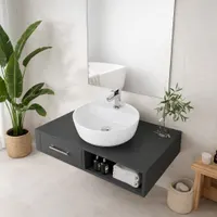 MONTERO 40 | Lavoar pe blat, ceramică, alb, cu colțuri rotunjite