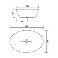 MONACO | Lavoar pe blat, ceramică, alb, oval
