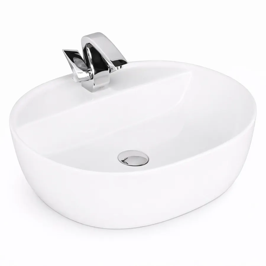 MONTERO 50 | Lavoar pe blat, ceramică, alb, rotunjit