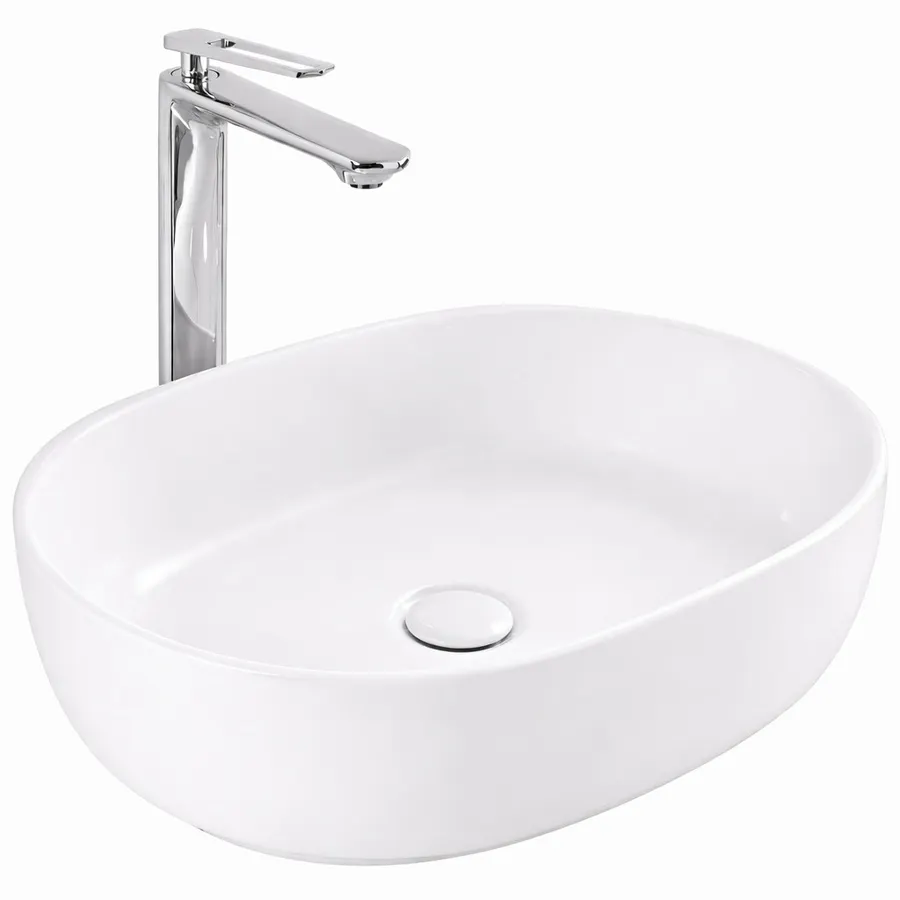 LIGNANO | Lavoar pe blat, ceramică, alb, oval