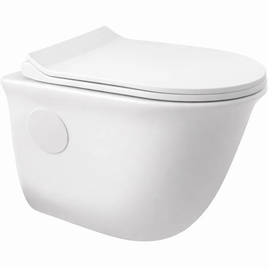 FRANKFURT | vas WC suspendat, cu spălare directă, cu capac WC slim, ceramică, alb