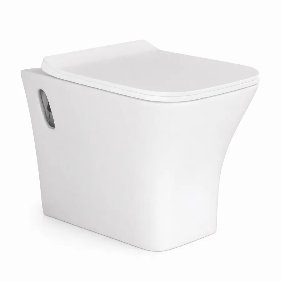 OSLO | vas WC suspendat, cu spălare directă, cu capac WC slim, ceramică, alb
