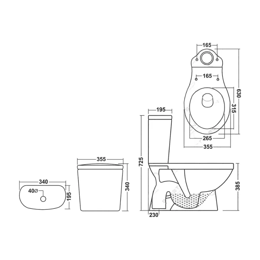OSLO | vas WC monobloc cu spălare directă, cu rezervor, cu evacuare verticală, ceramică, alb