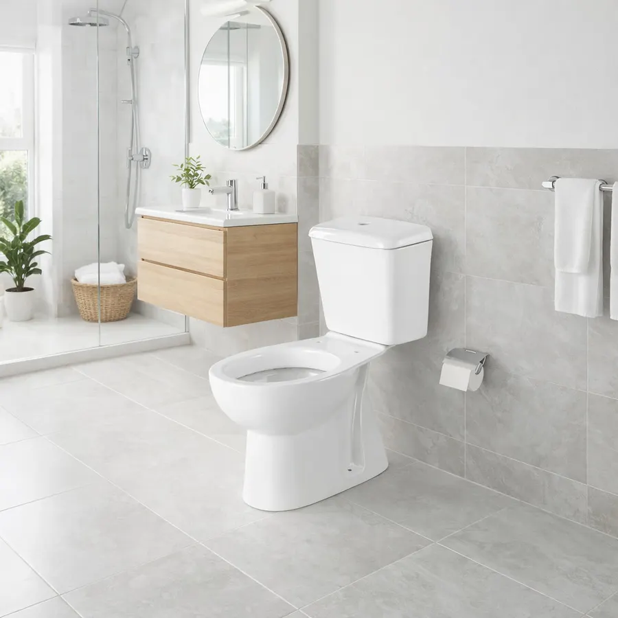 OSLO | vas WC monobloc cu spălare directă, cu rezervor, cu evacuare verticală, ceramică, alb