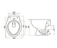 CORI | vas WC cu spălare directă, ceramică, alb, cu evacuare în spate