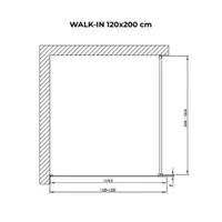 Walk-in | perete de duș Chrome, cu sticlă fumurie 120, 200cm, 8mm, NANO