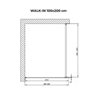 Walk-in | perete de duș Gold, cu sticlă fumurie 100, 200cm, 8mm, NANO