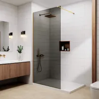 Walk-in | perete de duș Gold, cu sticlă fumurie 90, 200cm, 8mm, NANO